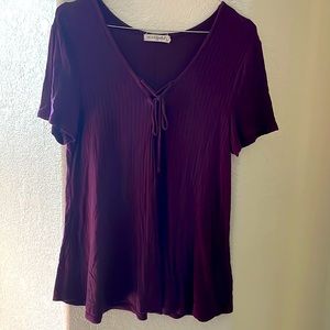 Purple shirt lace up detail
